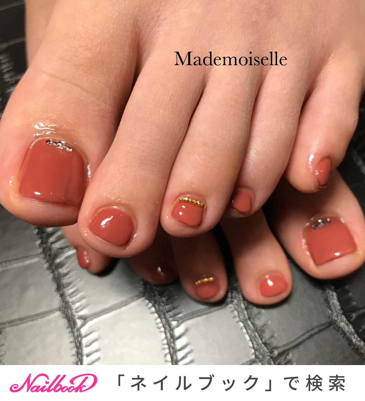 フット シンプル ワンカラー オレンジ ブラウン Mayaのネイルデザイン No ネイルブック