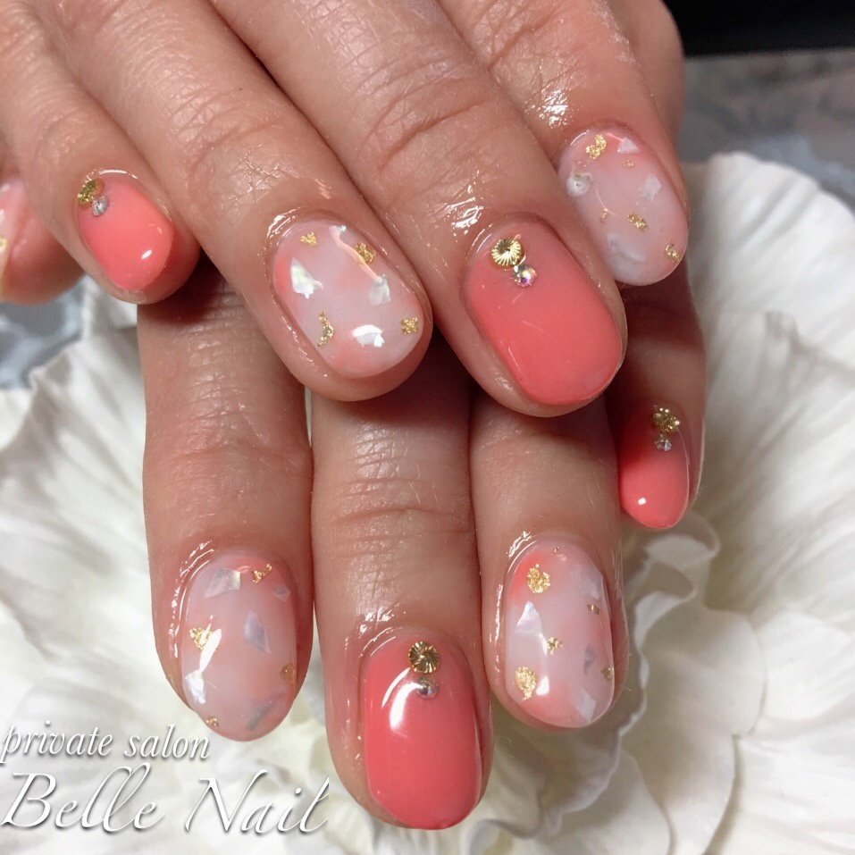 夏 ハンド シンプル ワンカラー シェル Belle Nail Akiのネイルデザイン No ネイルブック