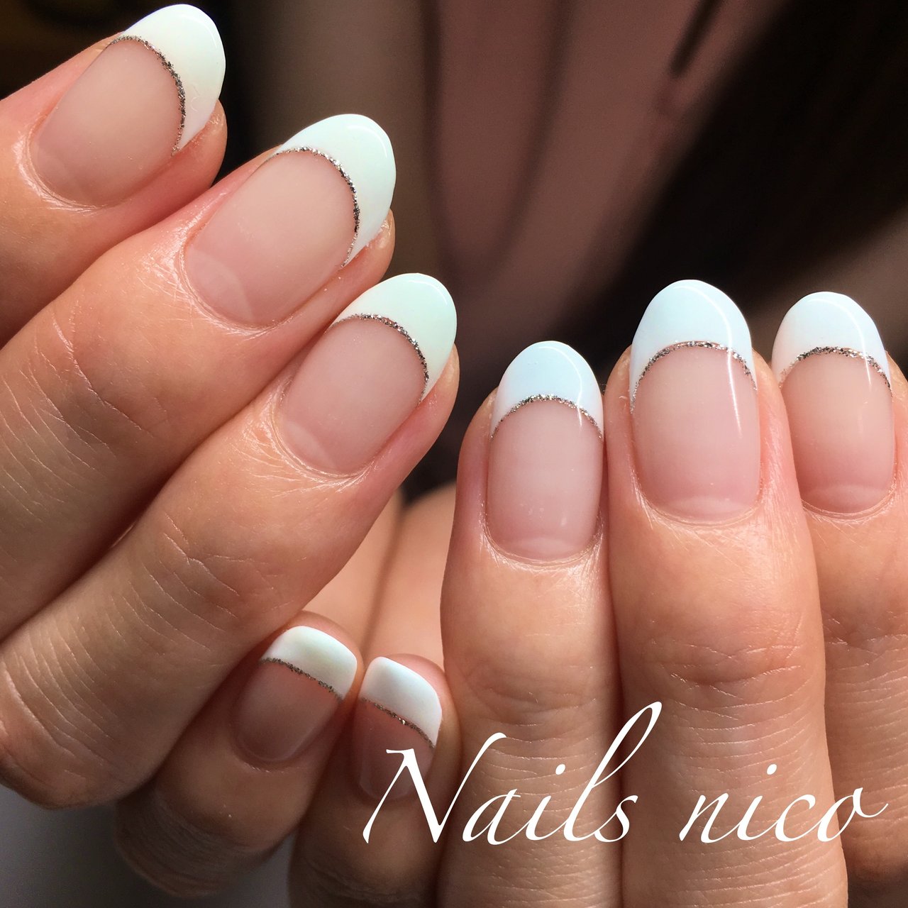 オールシーズン ハンド シンプル フレンチ ミディアム 水戸市ネイル スクール Nails Nicoのネイルデザイン No ネイル ブック