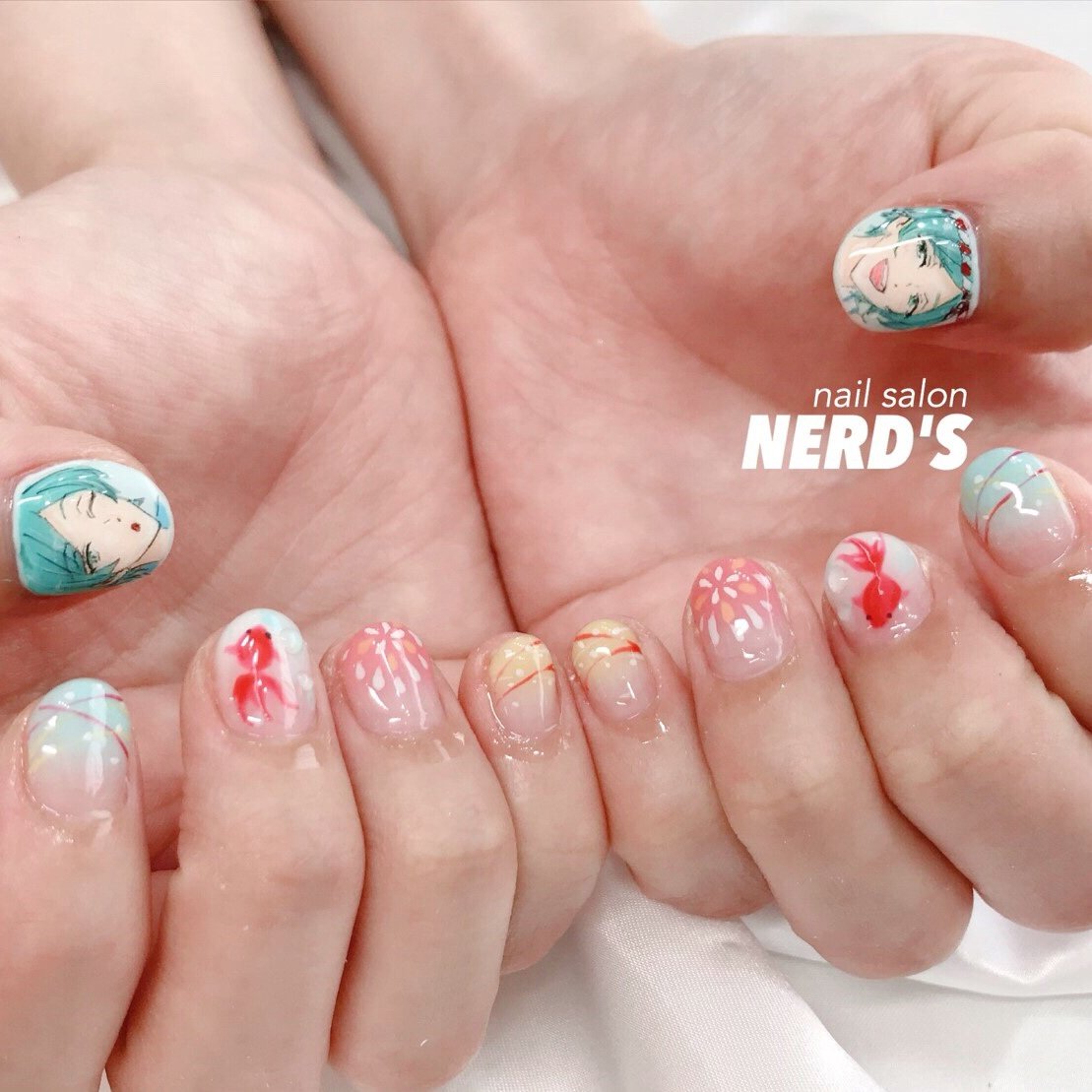 夏 オールシーズン 浴衣 女子会 ハンド Nailsalon Nerd Sのネイルデザイン No ネイルブック