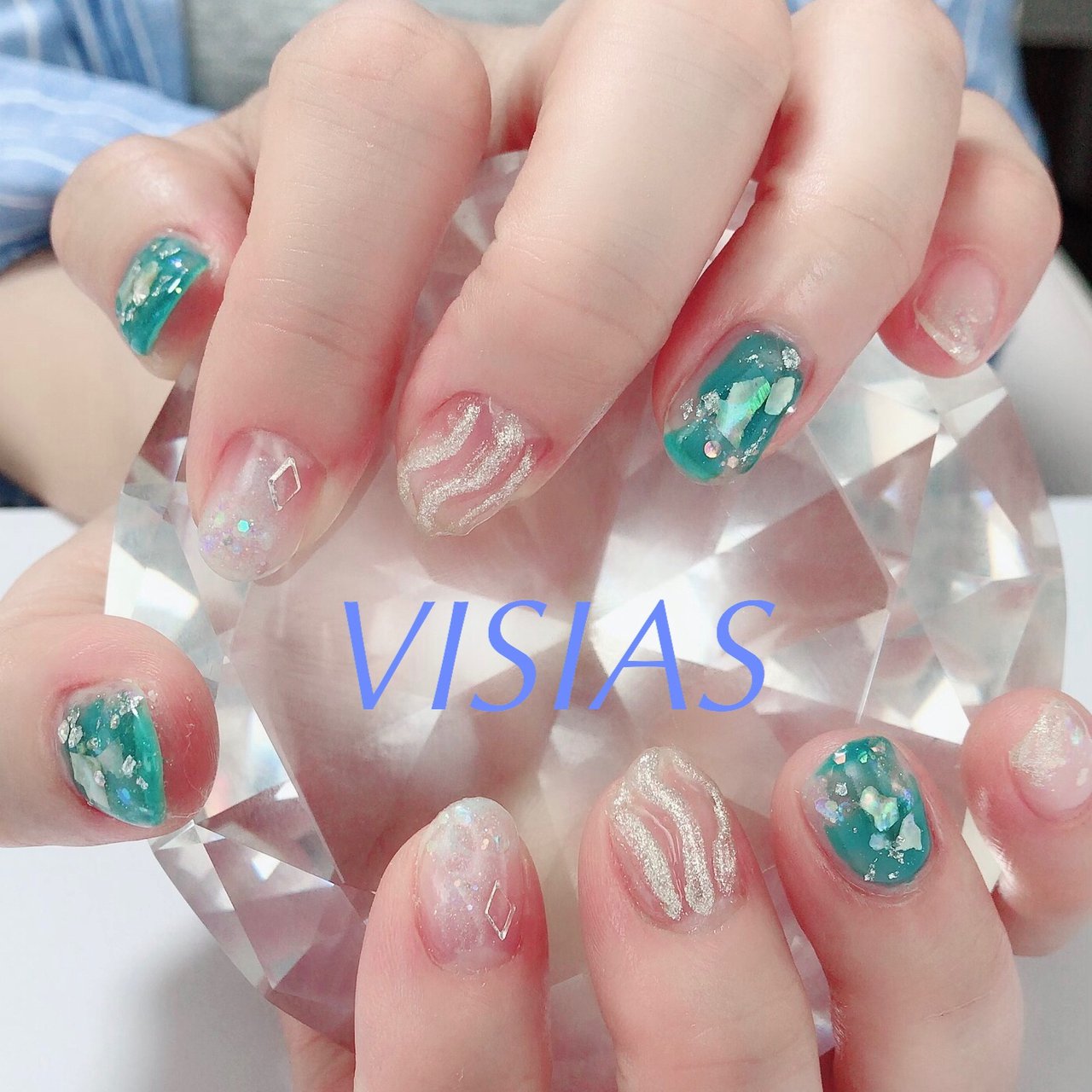 ハンド クリア ターコイズ シルバー ジェル Ayarin0509のネイルデザイン No ネイルブック