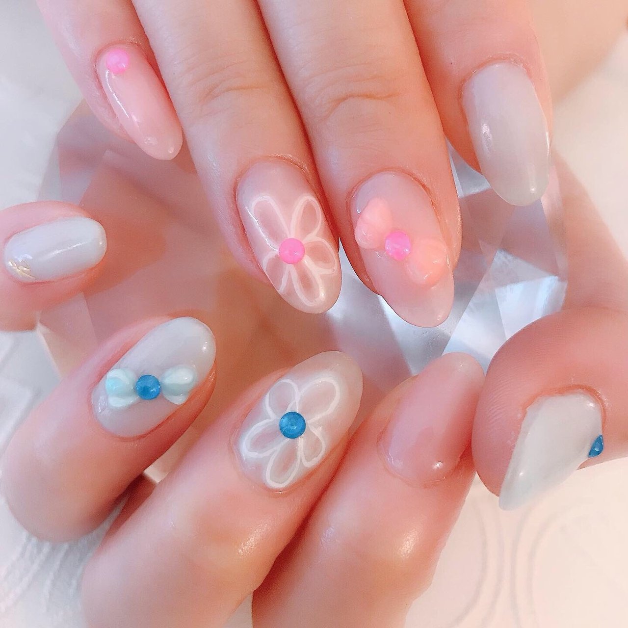 夏 ハンド フラワー 3d リボン Maison De Nail Jolie Jolie の