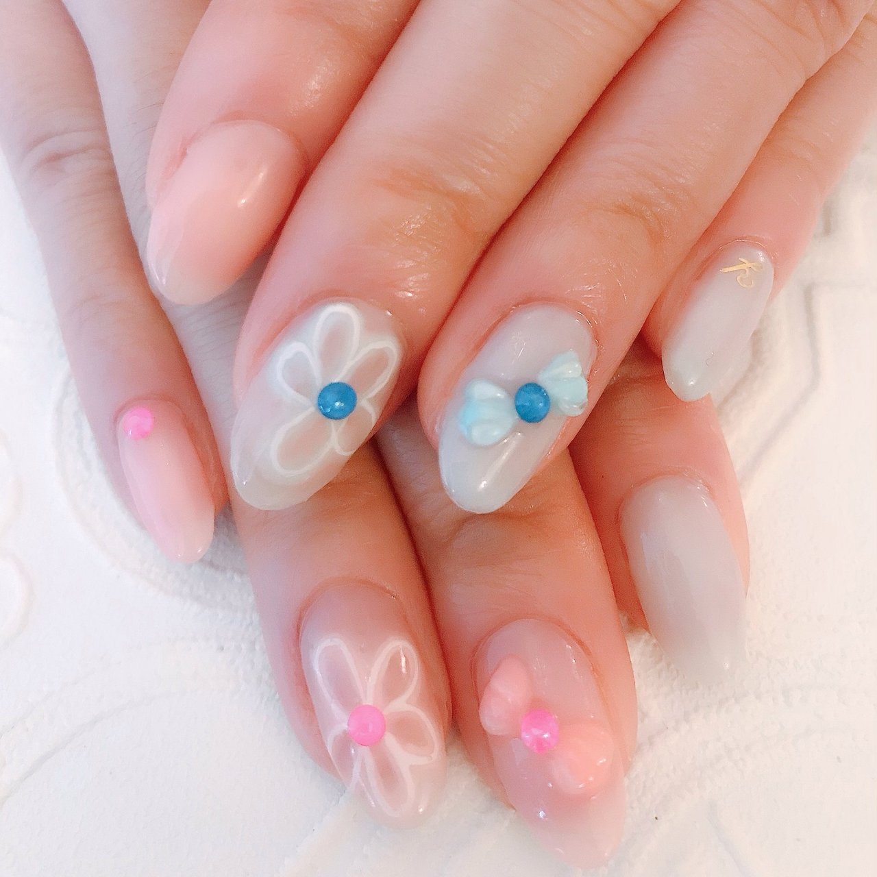 夏 ハンド フラワー 3d リボン Maison De Nail Jolie Jolie の