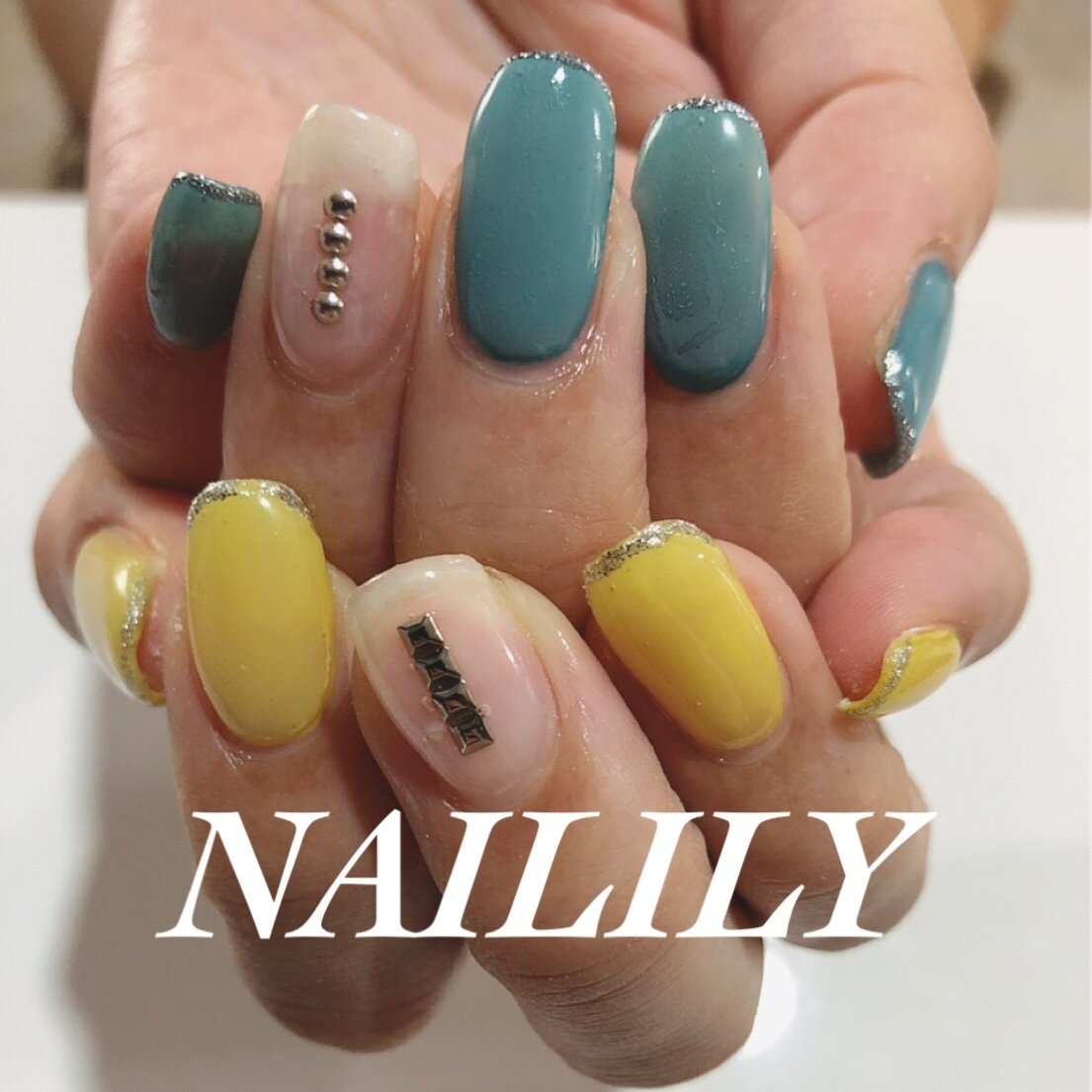 夏 ハンド ミディアム イエロー グリーン Naililyのネイルデザイン No ネイルブック