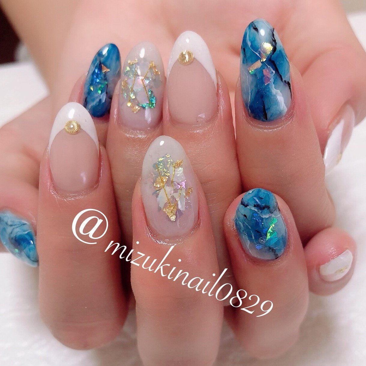 夏 ハンド フレンチ 大理石 ニュアンス Mizukinailのネイルデザイン No ネイルブック