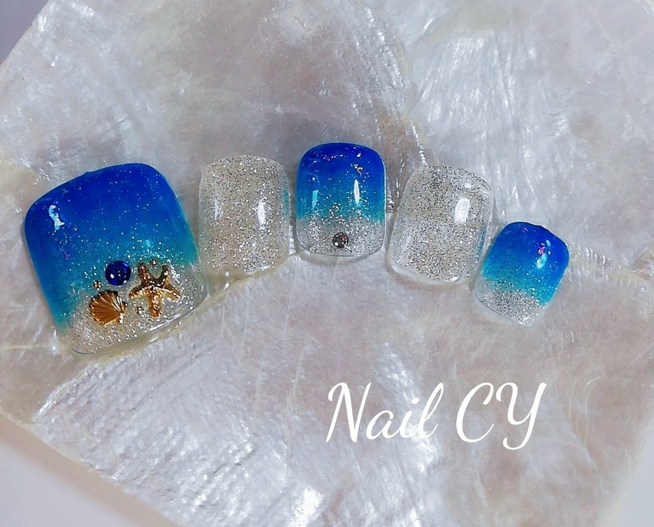 夏 海 リゾート フット ブルー Nail Cyのネイルデザイン No ネイルブック