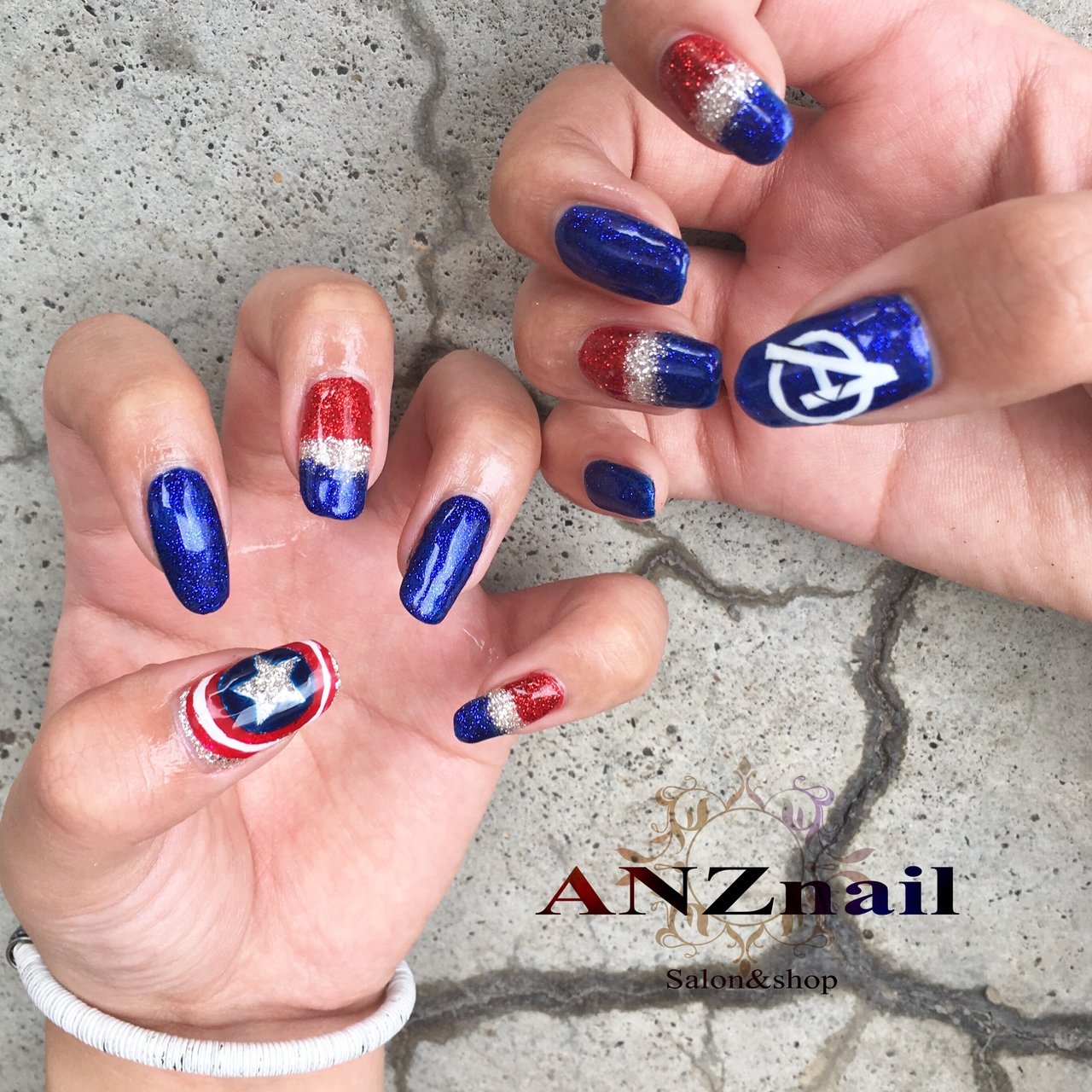 オールシーズン パーティー ハンド レッド ネイビー Anznail 旭川市ネイルサロン ネイリストあんず のネイル デザイン No ネイルブック