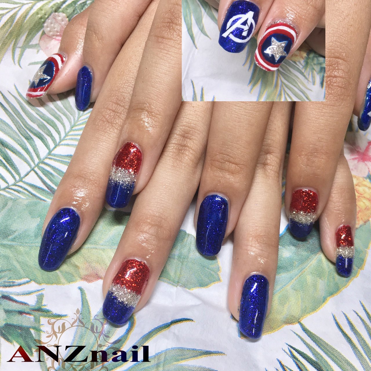 オールシーズン パーティー ハンド レッド ネイビー Anznail 旭川市ネイルサロン ネイリストあんず のネイル デザイン No ネイルブック