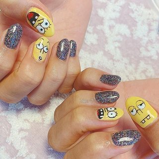 21年 新着順 シンプル スポンジボブネイルのネイルデザイン ネイルブック