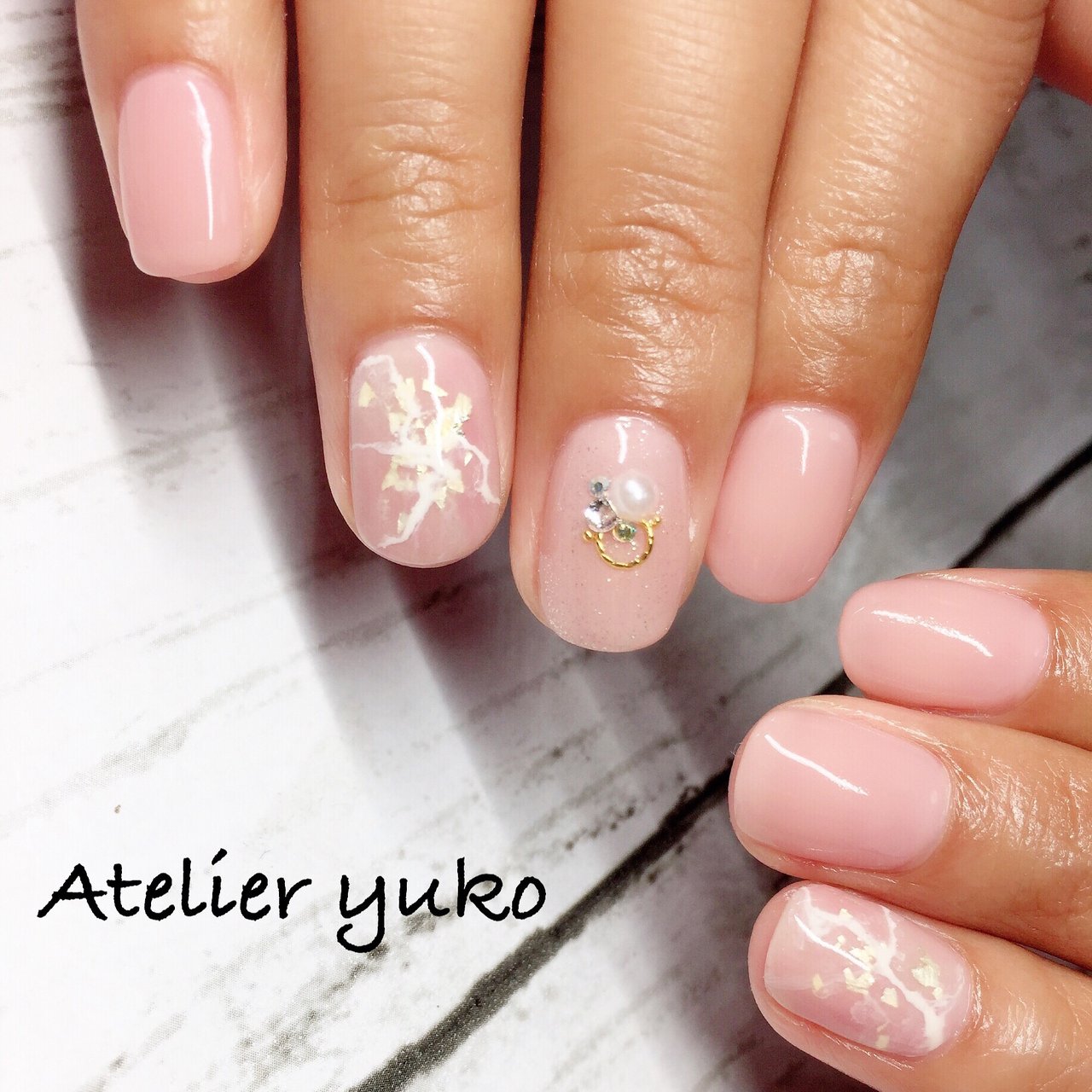オフィス ハンド 大理石 ショート ピンク Atelier Yukoのネイルデザイン No ネイルブック