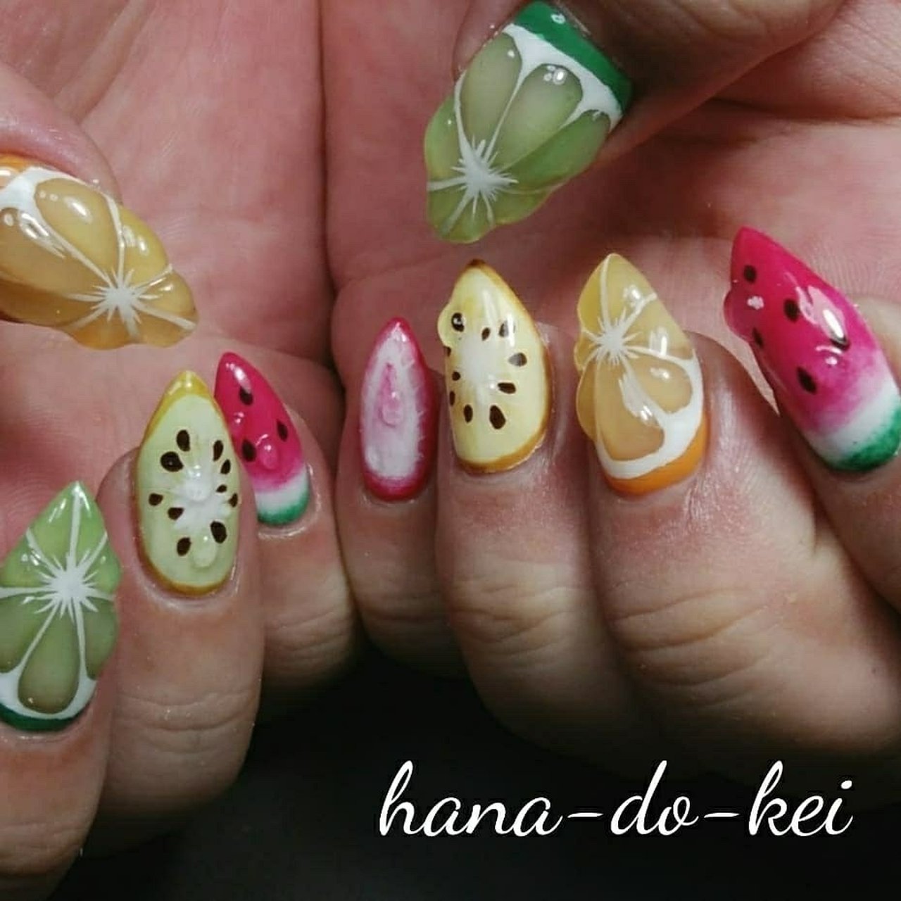 夏 ハンド 水滴 トロピカル フルーツ 松田ゆかりのネイルデザイン No ネイルブック