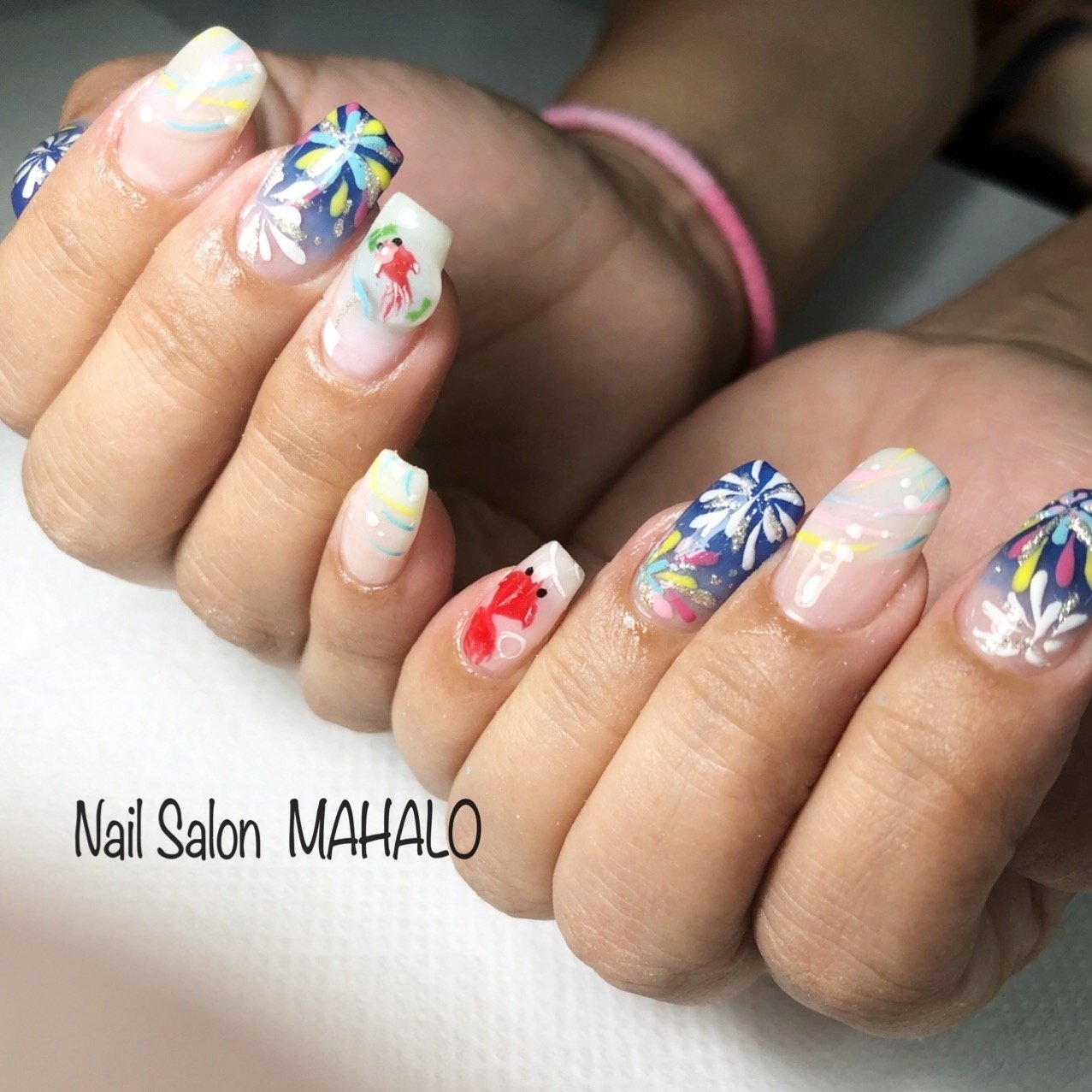 夏 七夕 浴衣 ハンド 和 Nail Salon Mahaloのネイルデザイン No