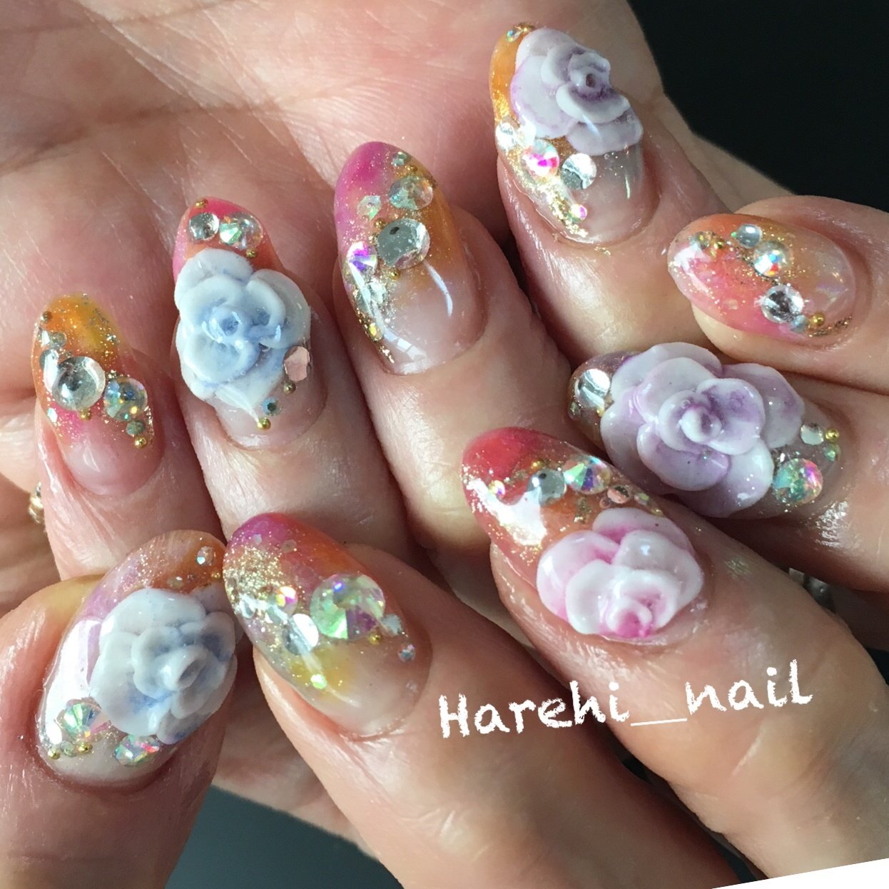 夏 リゾート パーティー ハンド フラワー Harehi Nailのネイルデザイン No ネイルブック