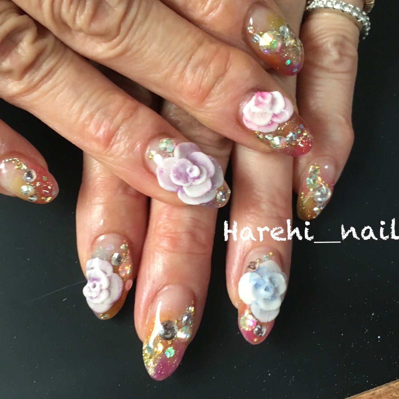 夏 リゾート パーティー ハンド フラワー Harehi Nailのネイルデザイン No ネイルブック