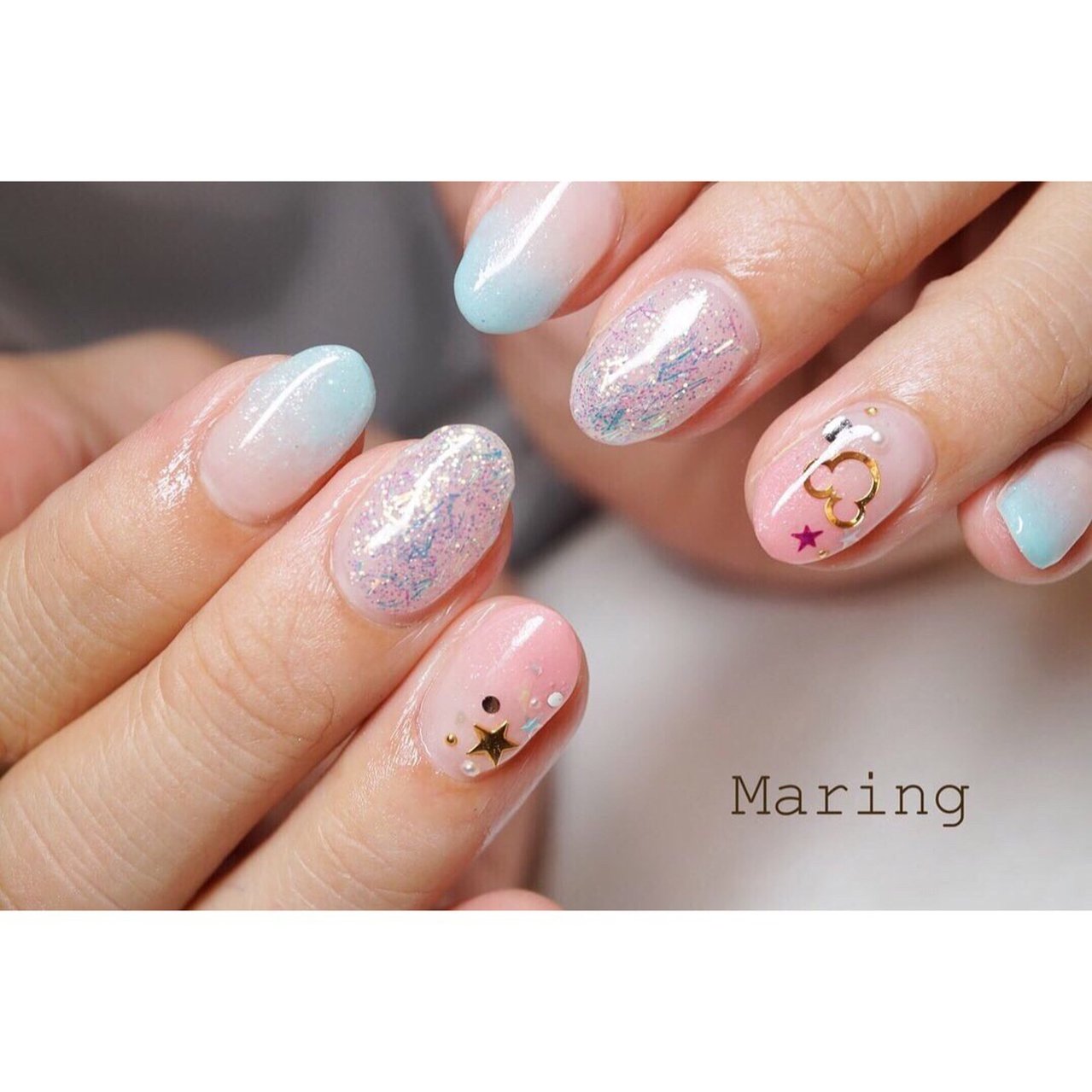 夏 オフィス ハンド グラデーション 星 Nailsalon Maring マリング のネイルデザイン No ネイルブック