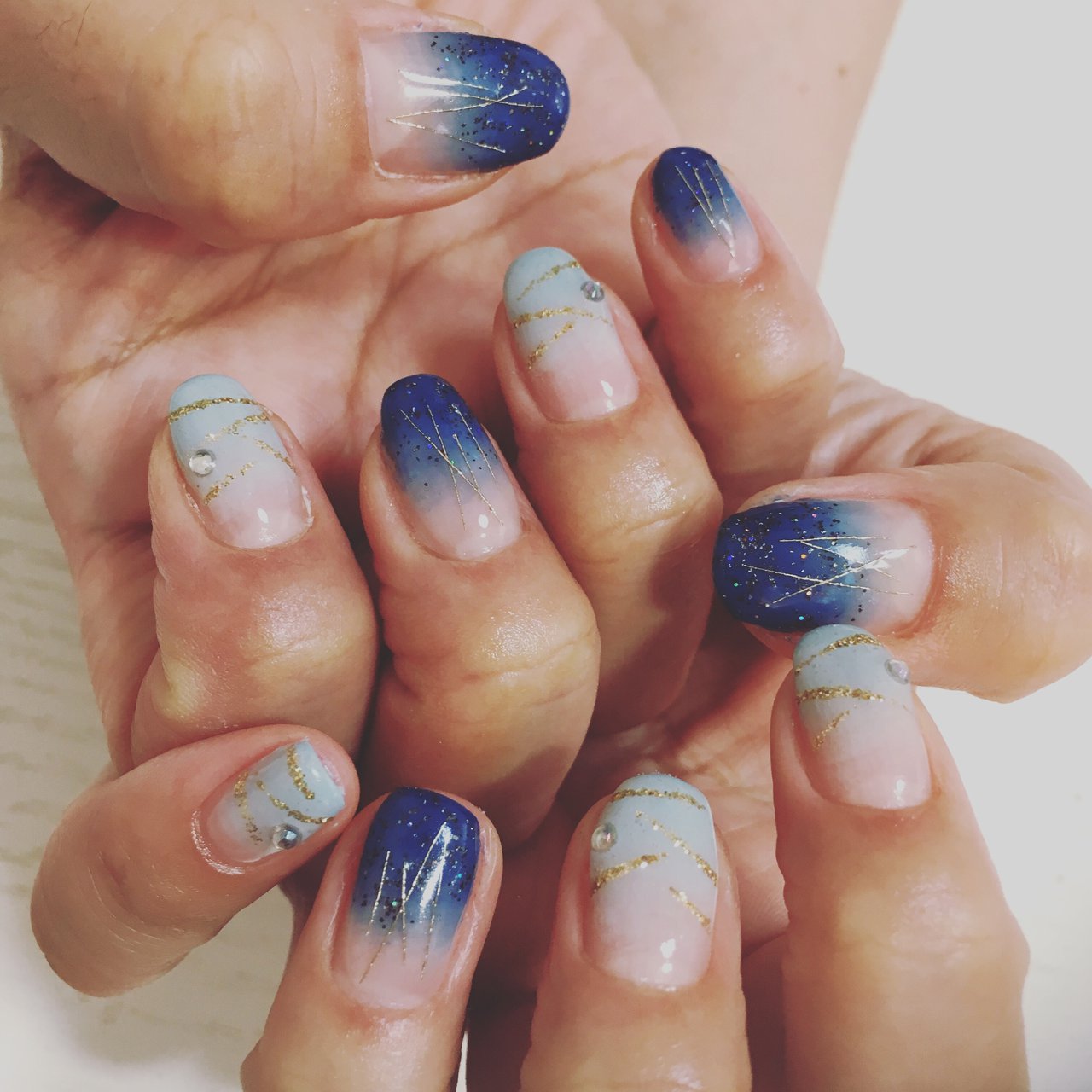 夏 海 浴衣 グラデーション ラメ Msusieのネイルデザイン No ネイルブック