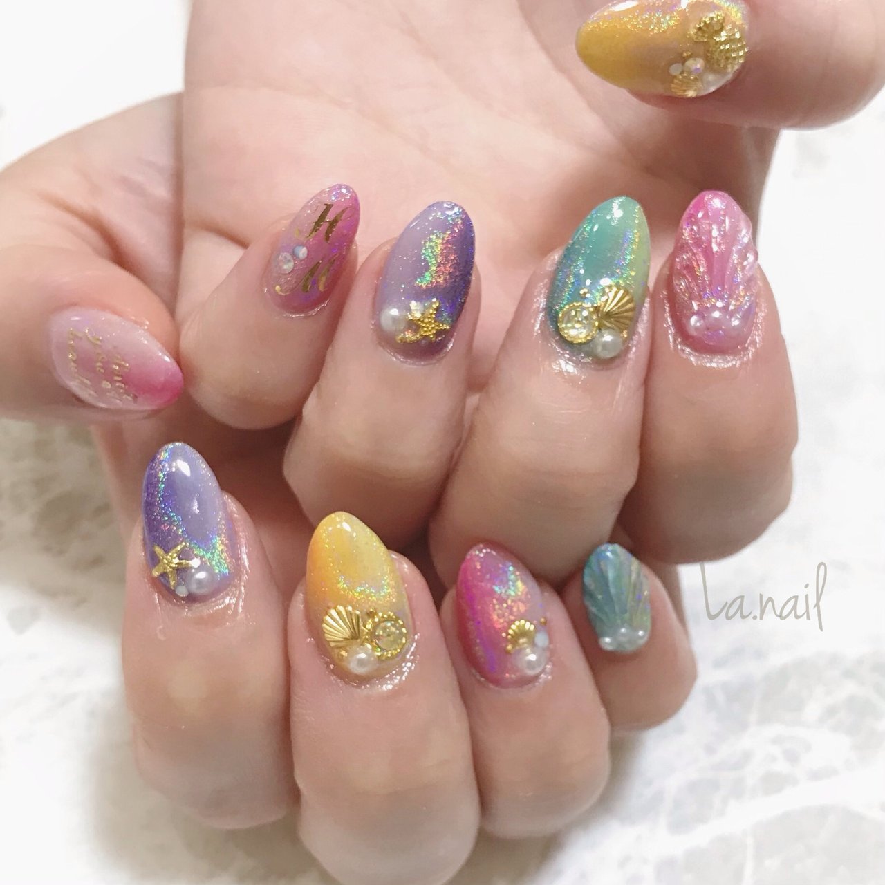 ハンド グラデーション ユニコーン パステル カラフル La Nailのネイルデザイン No ネイルブック