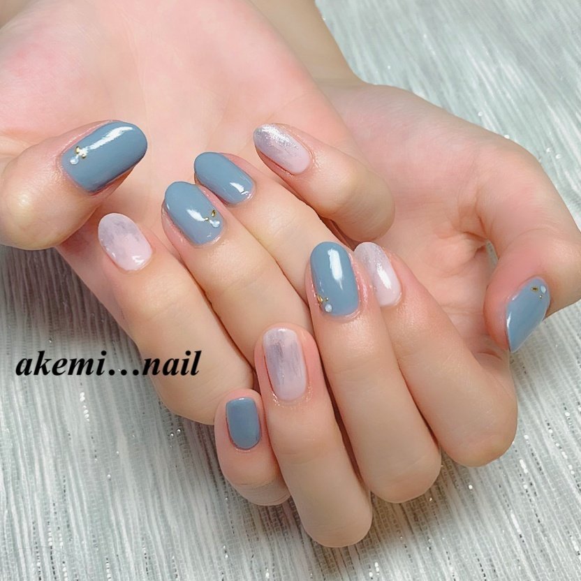 夏 秋 ハンド シンプル ラメ Akemi Nailのネイルデザイン No ネイルブック