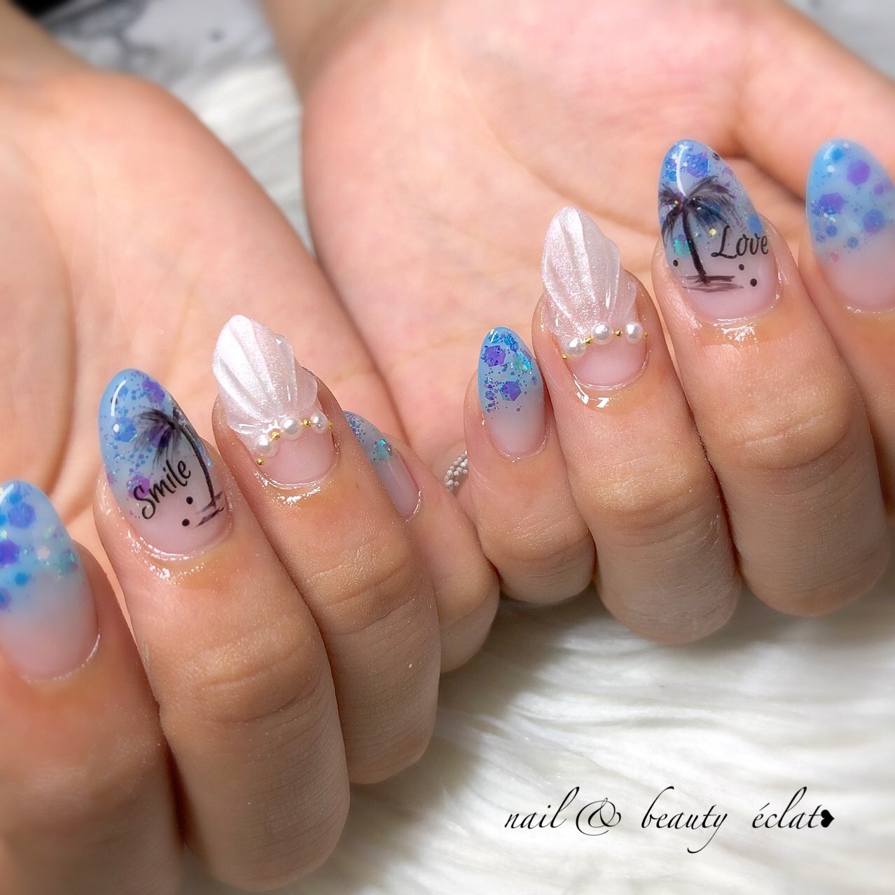 クリア 水色 ブルー Nail Beauty Eclat のネイルデザイン No ネイルブック