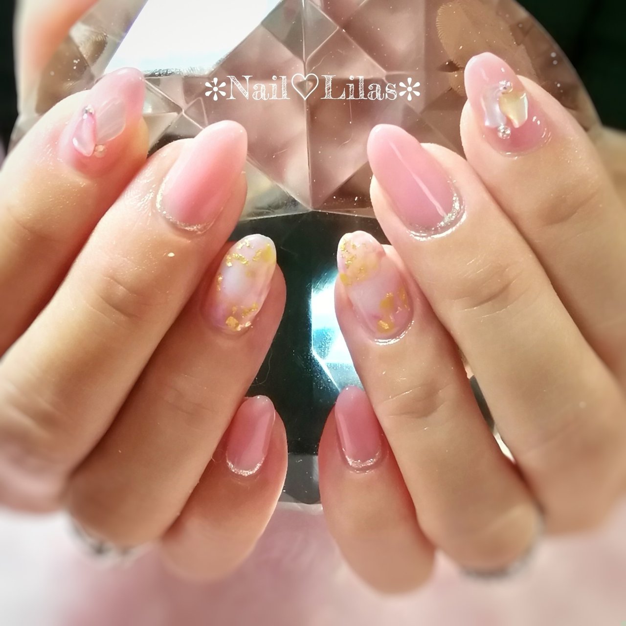 ハンド ラメ シェル たらしこみ ベージュ Kaoriのネイルデザイン No ネイルブック