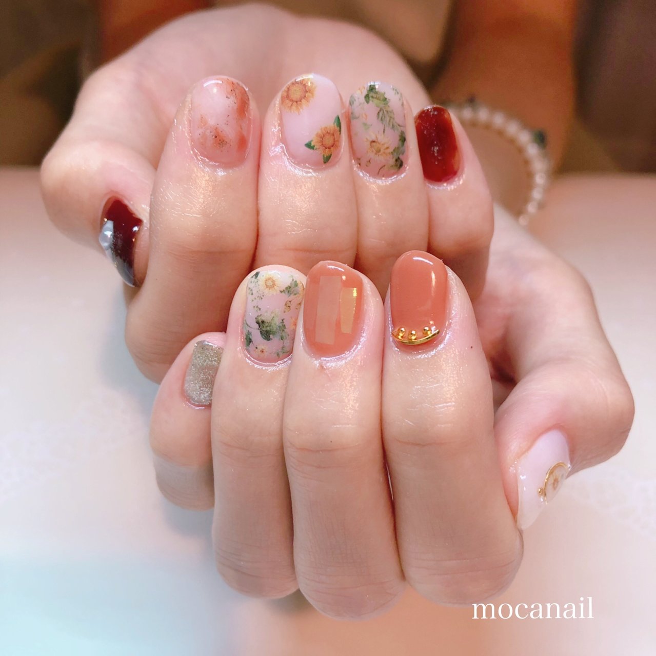 夏 ハンド フラワー シェル ブローチ Aicocoのネイルデザイン No ネイルブック