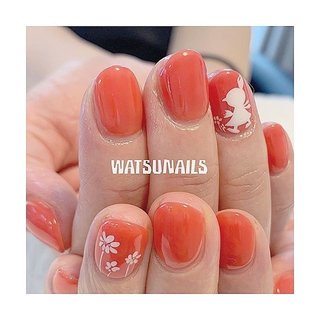 おすすめ順 ワンカラー 赤オレンジのネイルデザイン ネイルブック