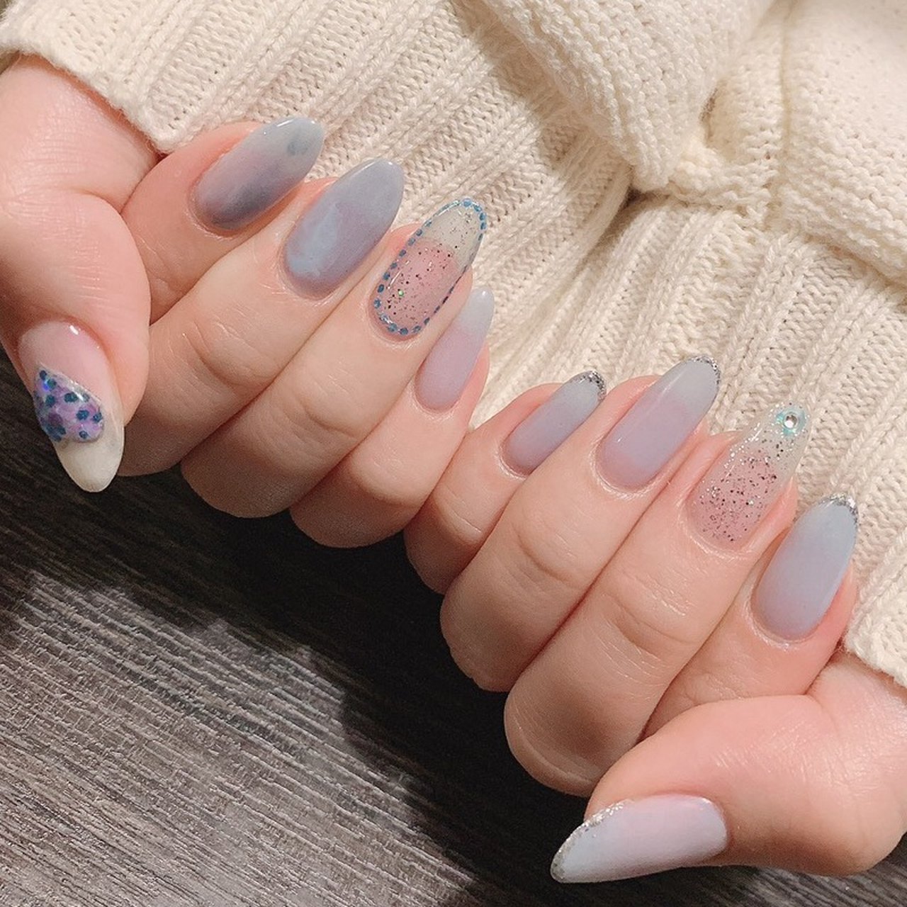 ハンド ロング 水色 ジェルネイル まむちんのネイルデザイン No ネイルブック