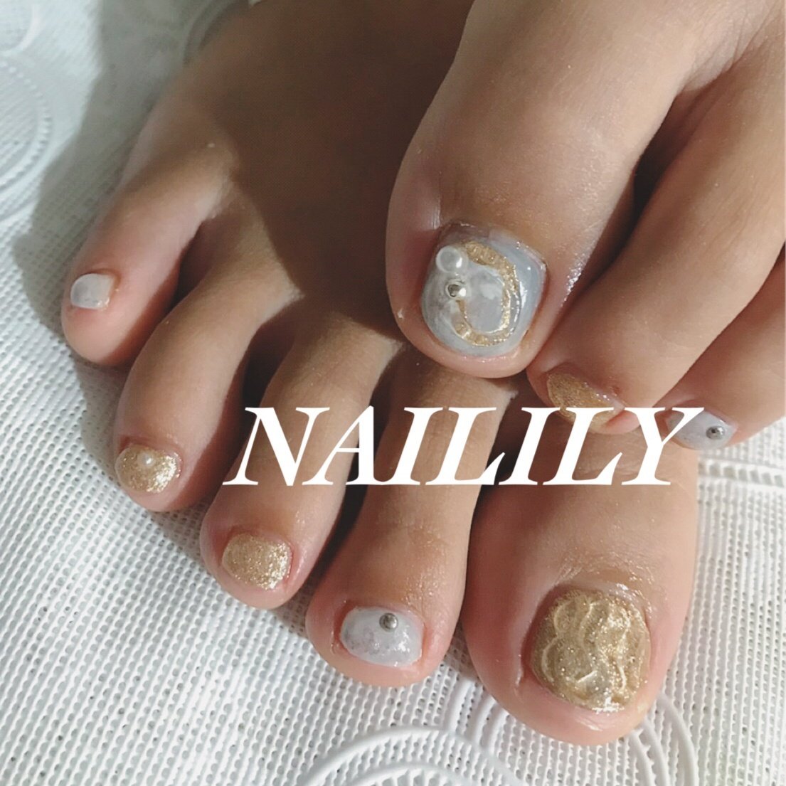 夏 フット ショート ゴールド シルバー Naililyのネイルデザイン No ネイルブック