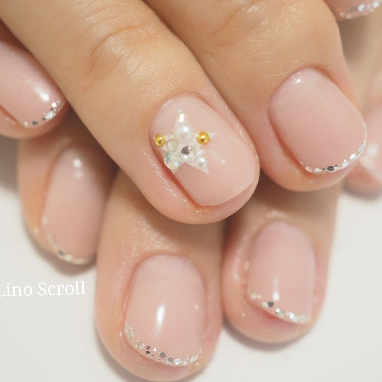 ワンカラー 星 ピンク ジェル お客様 Lino Scrollのネイルデザイン No ネイルブック