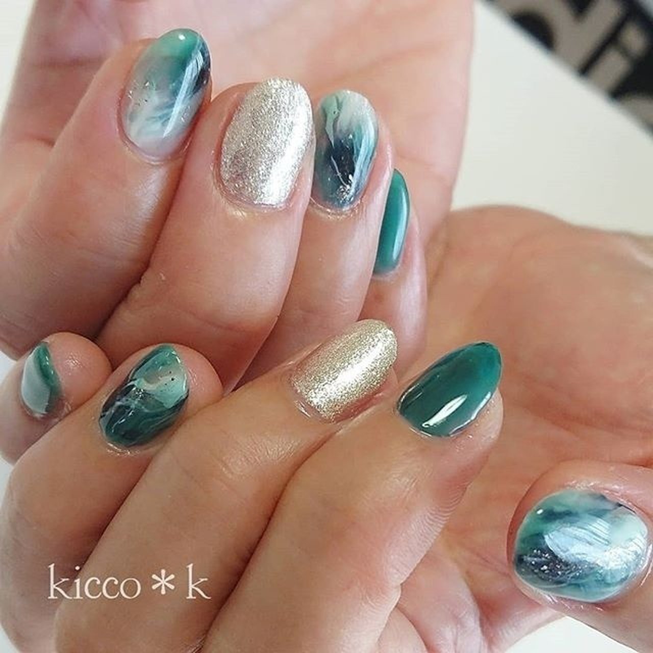 夏 リゾート ハンド ニュアンス マーブル Kicco K Nailのネイルデザイン No ネイルブック