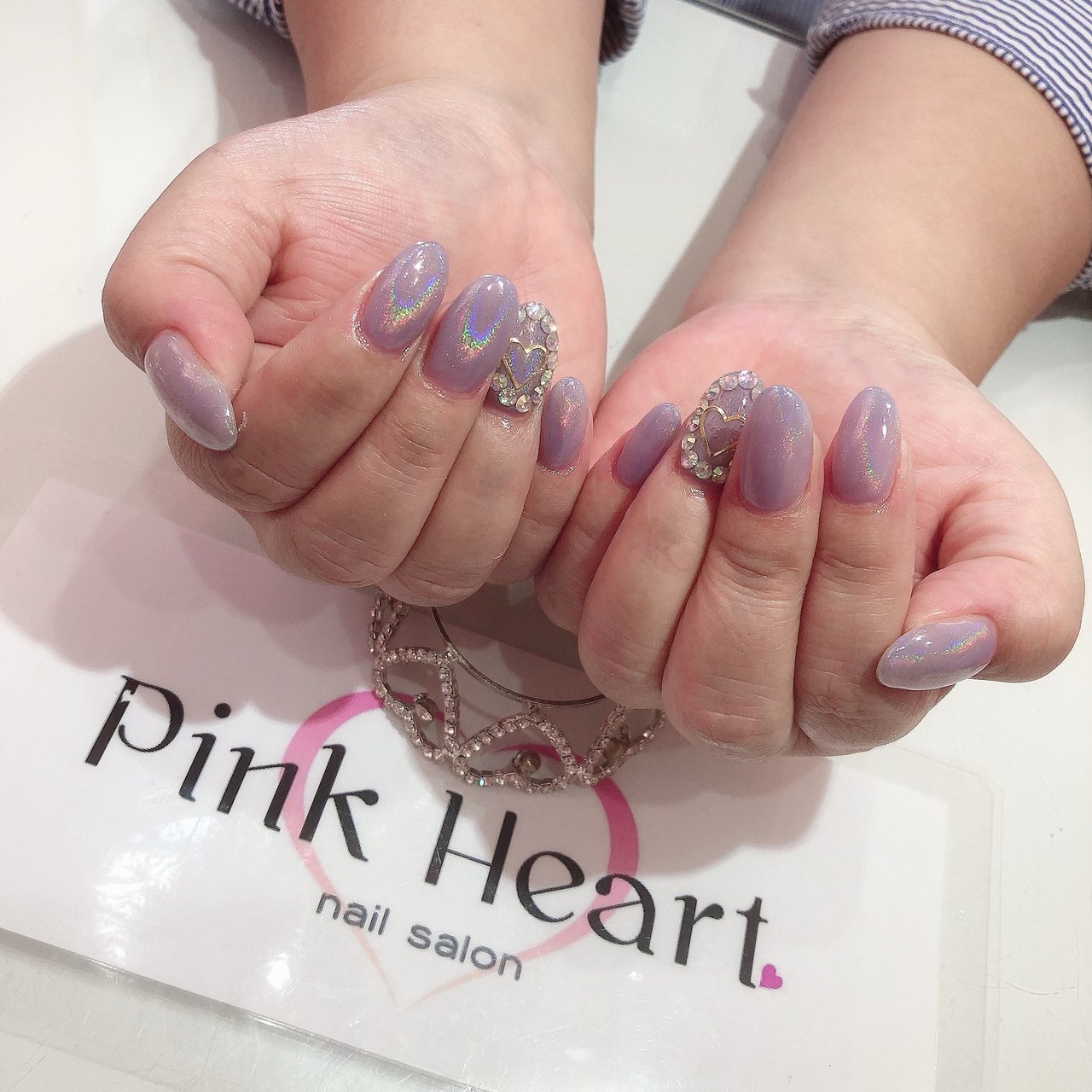 オールシーズン ハンド ラメ ワンカラー ビジュー Pinkheartのネイルデザイン No 4573736 ネイルブック