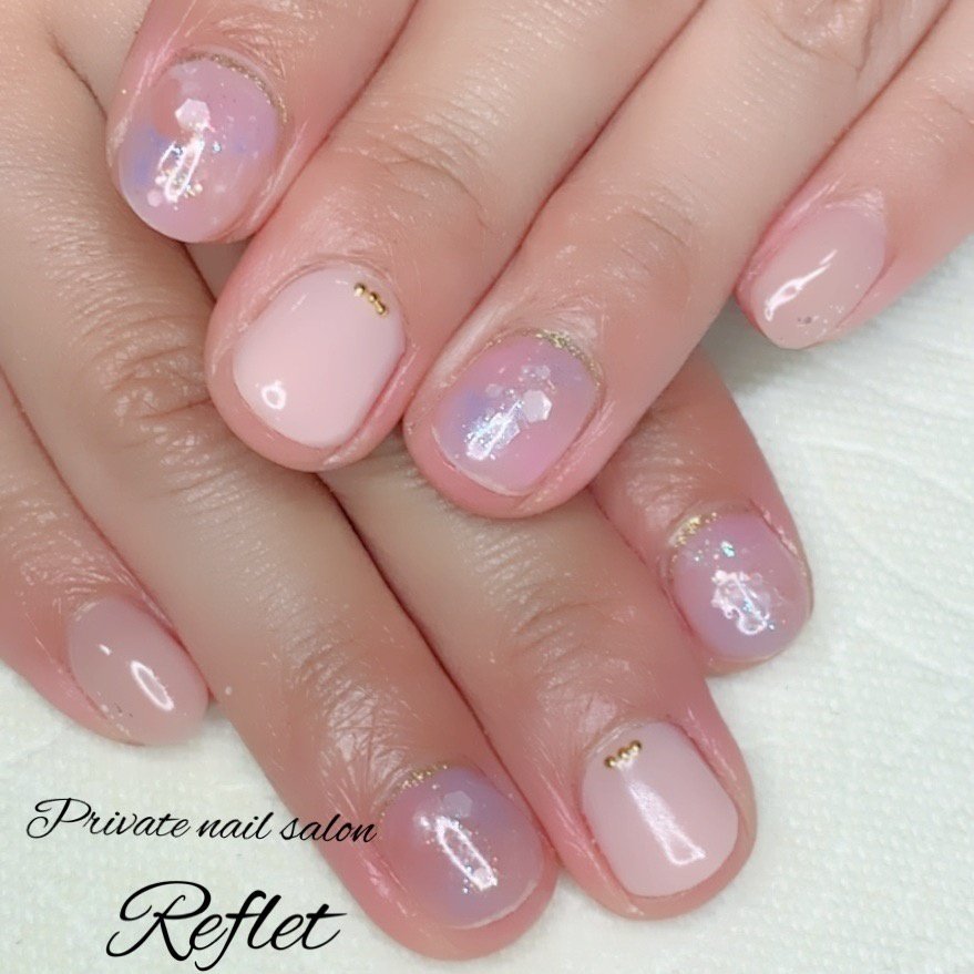 オールシーズン ハンド ホログラム ラメ タイダイ Reflet Nail ルフレ のネイルデザイン No ネイルブック