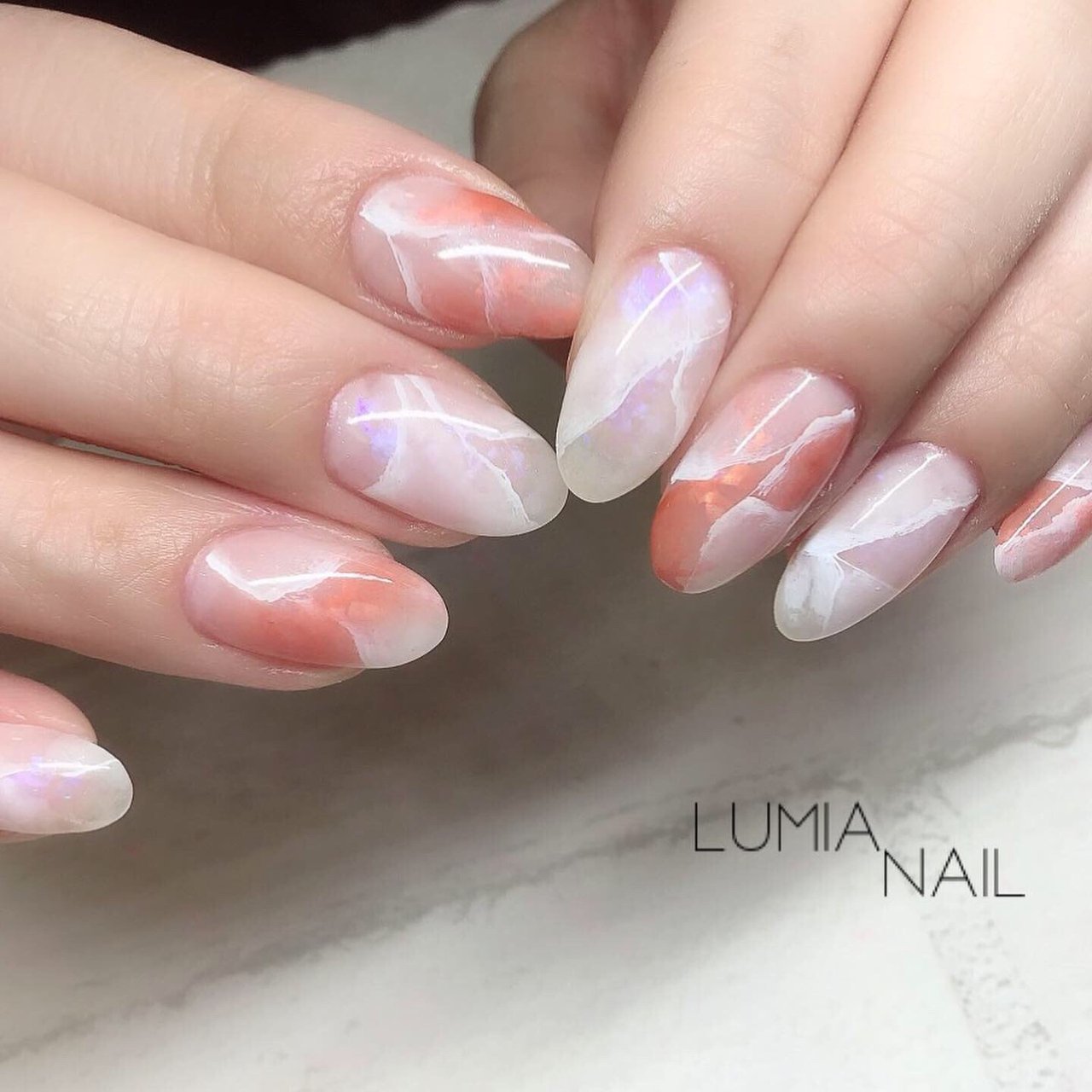 秋 ハンド 大理石 マーブル ミディアム Lumia Nailのネイルデザイン No ネイルブック