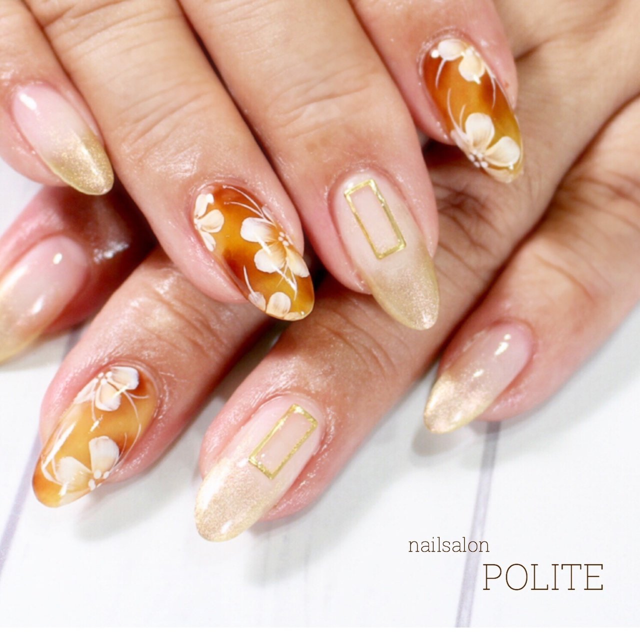 秋/冬/ハンド/フラワー/べっ甲 - nailsalon_politeのネイルデザイン[No 
