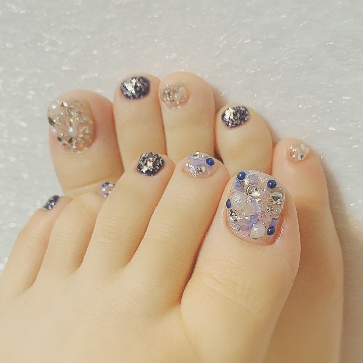 夏 海 リゾート フット ラメ Ris Selfのネイルデザイン No ネイルブック