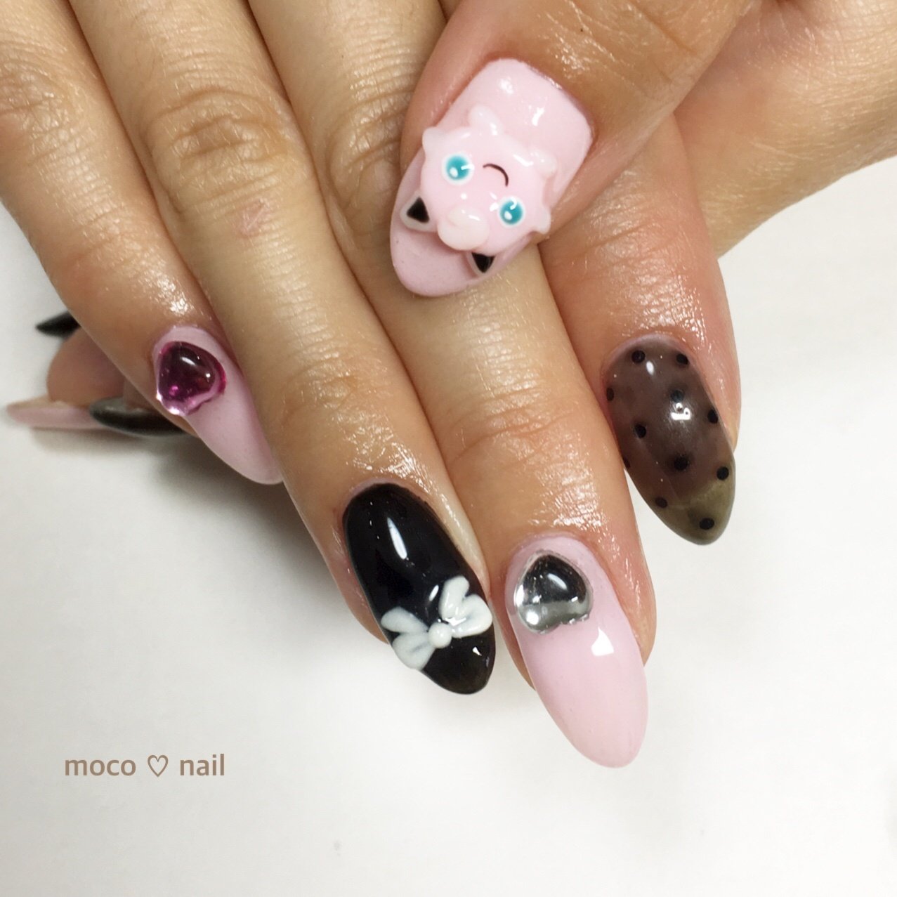 オールシーズン ハンド ハート キャラクター シースルー Moco Nailのネイルデザイン No ネイルブック