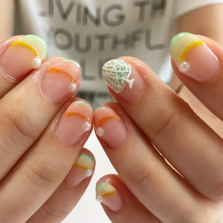 春 夏 オールシーズン 変形フレンチ トロピカル Style8のネイルデザイン No ネイルブック