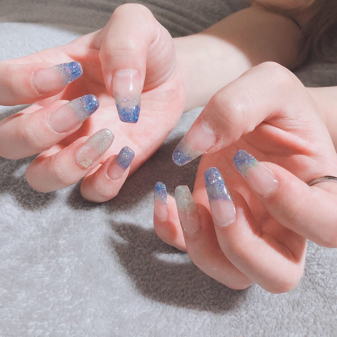 夏 ハンド グラデーション ラメ ロング Mori Nailのネイルデザイン No ネイルブック