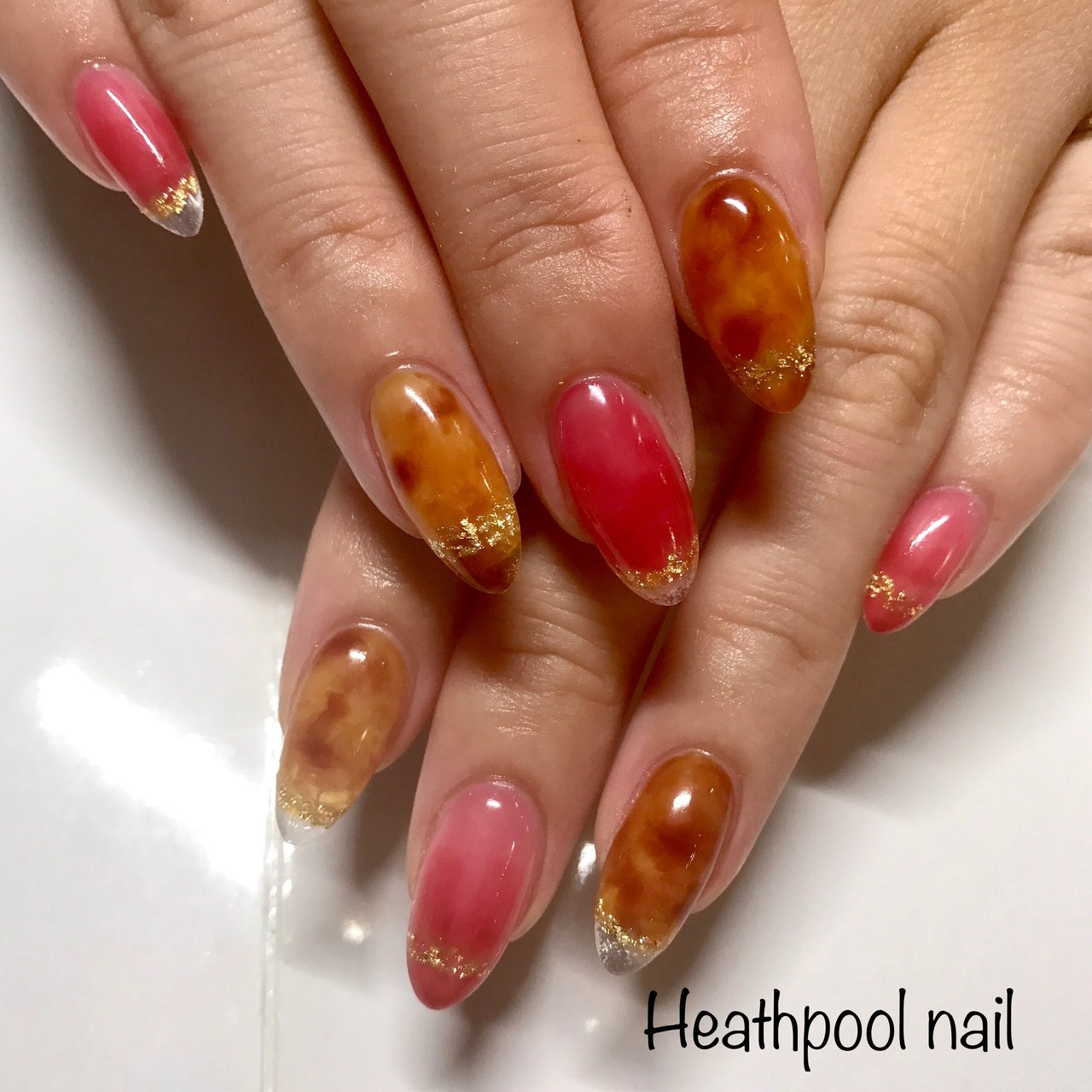 ハンド フレンチ べっ甲 クリア ボルドー Heathpoolnailのネイルデザイン No ネイルブック