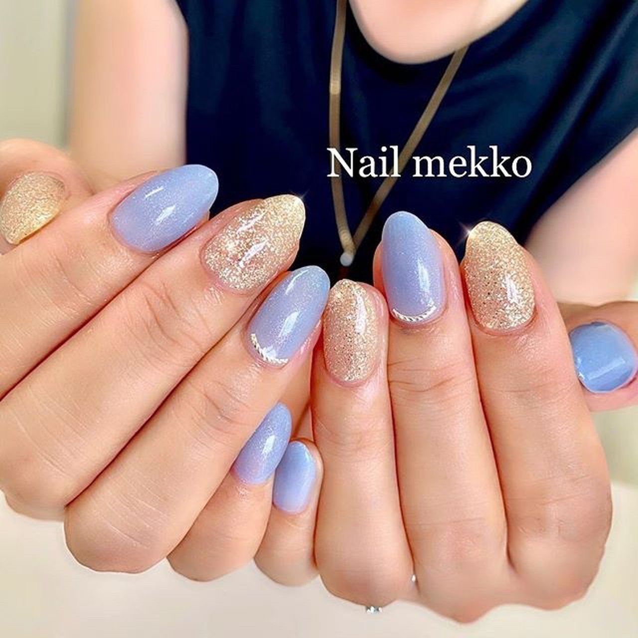 ハンド シンプル ラメ ワンカラー 水色 Nail Mekkoのネイルデザイン No ネイルブック