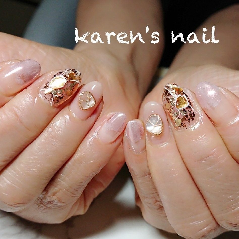 秋 パーティー デート ハンド ステンドグラス Karen S Nail Rierinのネイルデザイン No ネイルブック