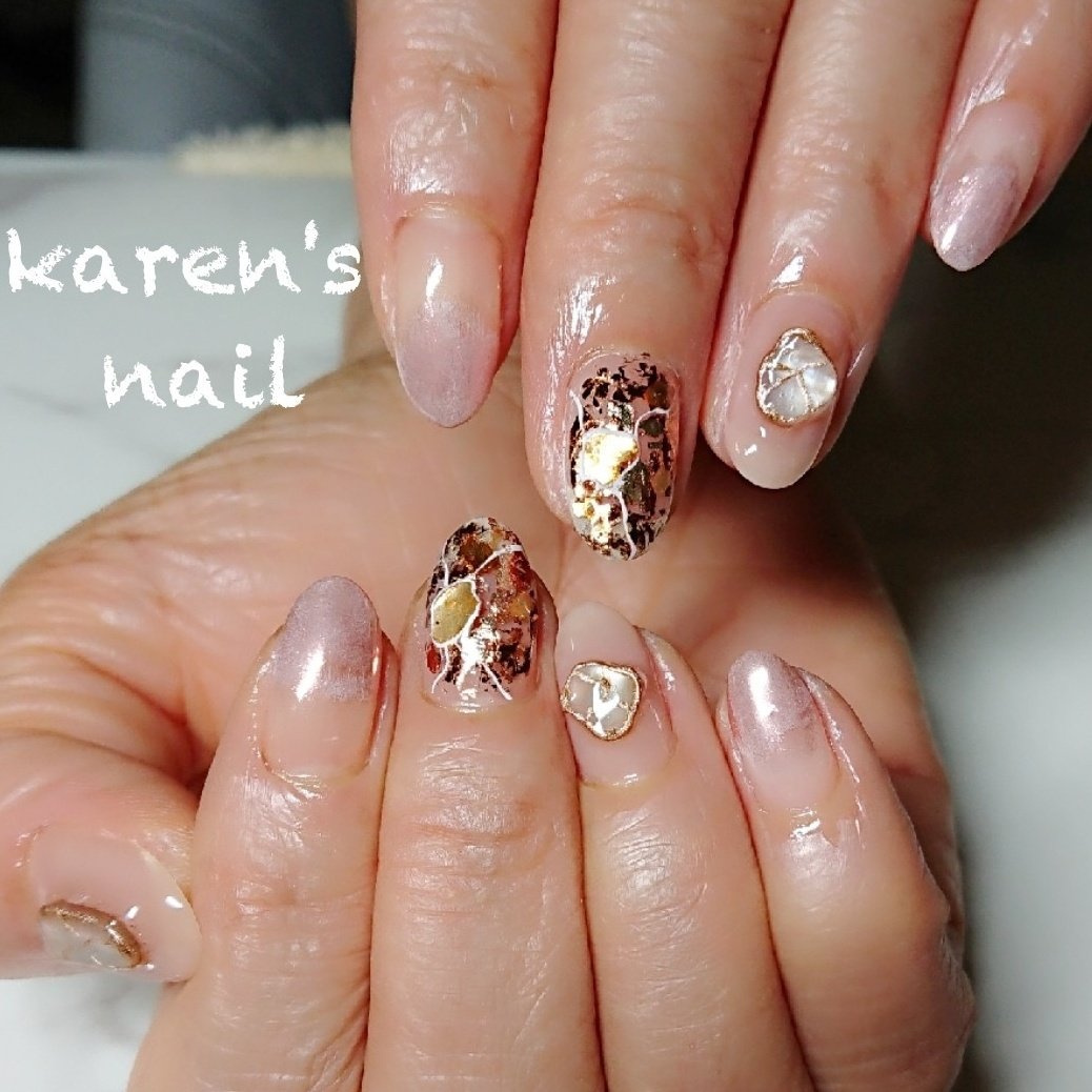 秋 パーティー デート ハンド ステンドグラス Karen S Nail Rierinのネイルデザイン No ネイルブック