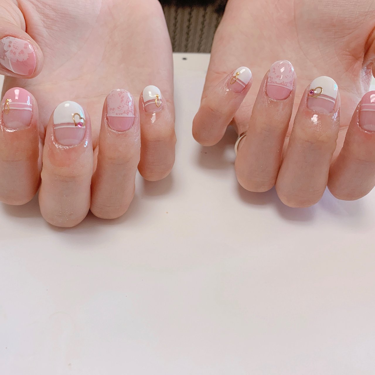 ブライダル ハンド レース ショート ホワイト Nailsalonwelinaの