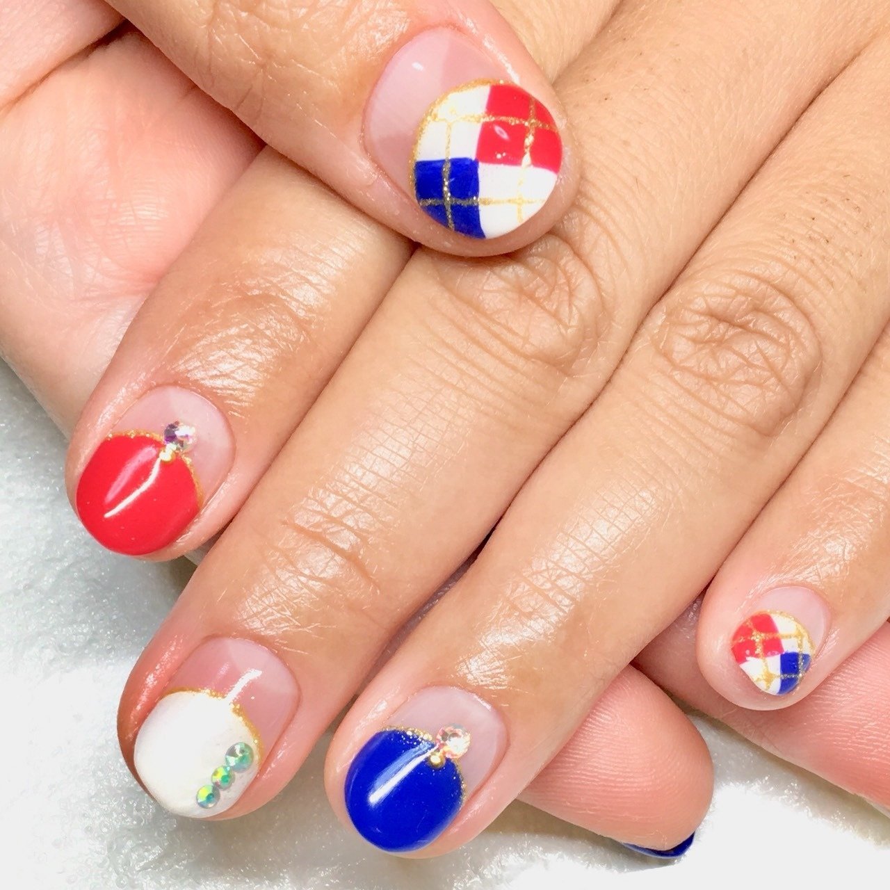 秋 ハンド シンプル フレンチ アーガイル Nail Salon Lamer ラメール のネイルデザイン No ネイルブック