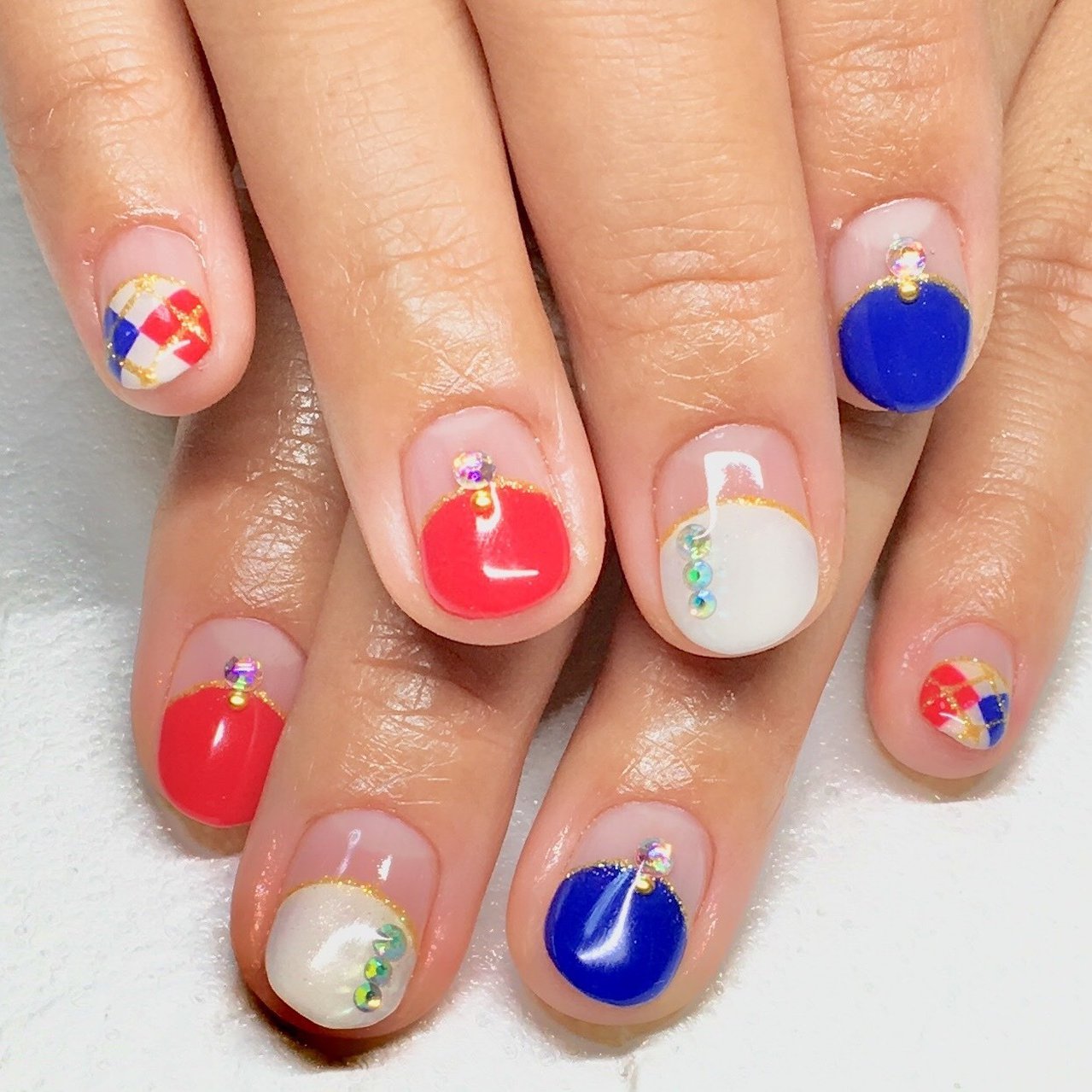 秋 ハンド シンプル フレンチ アーガイル Nail Salon Lamer ラメール のネイルデザイン No ネイルブック