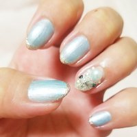 水色 シルバー マニキュアのネイルデザイン ネイルブック