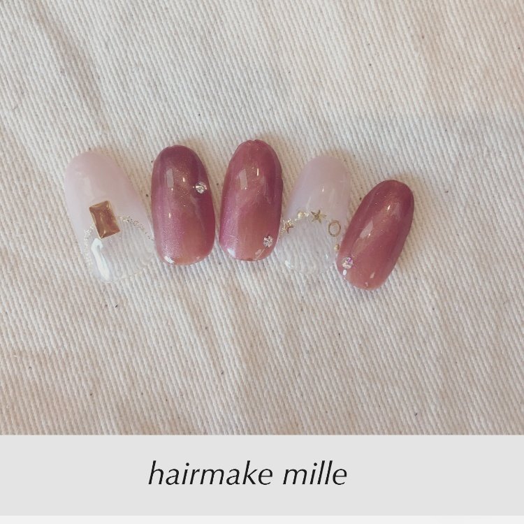 秋 ハンド フレンチ ワンカラー ジェル Hairmake Milleのネイル