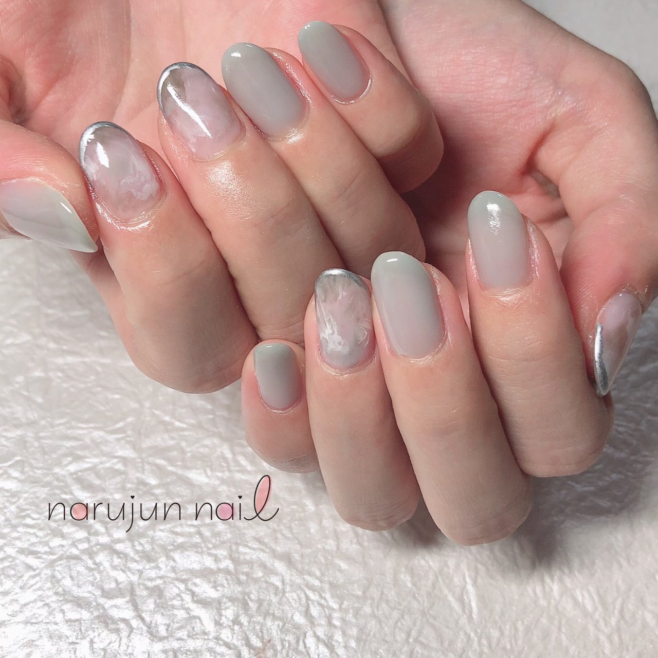 秋 ハンド ニュアンス グレー ジェルネイル Narujun Nailのネイルデザイン No ネイルブック