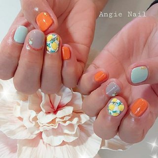 ボタニカル オレンジ Angie Handのネイルデザイン ネイルブック