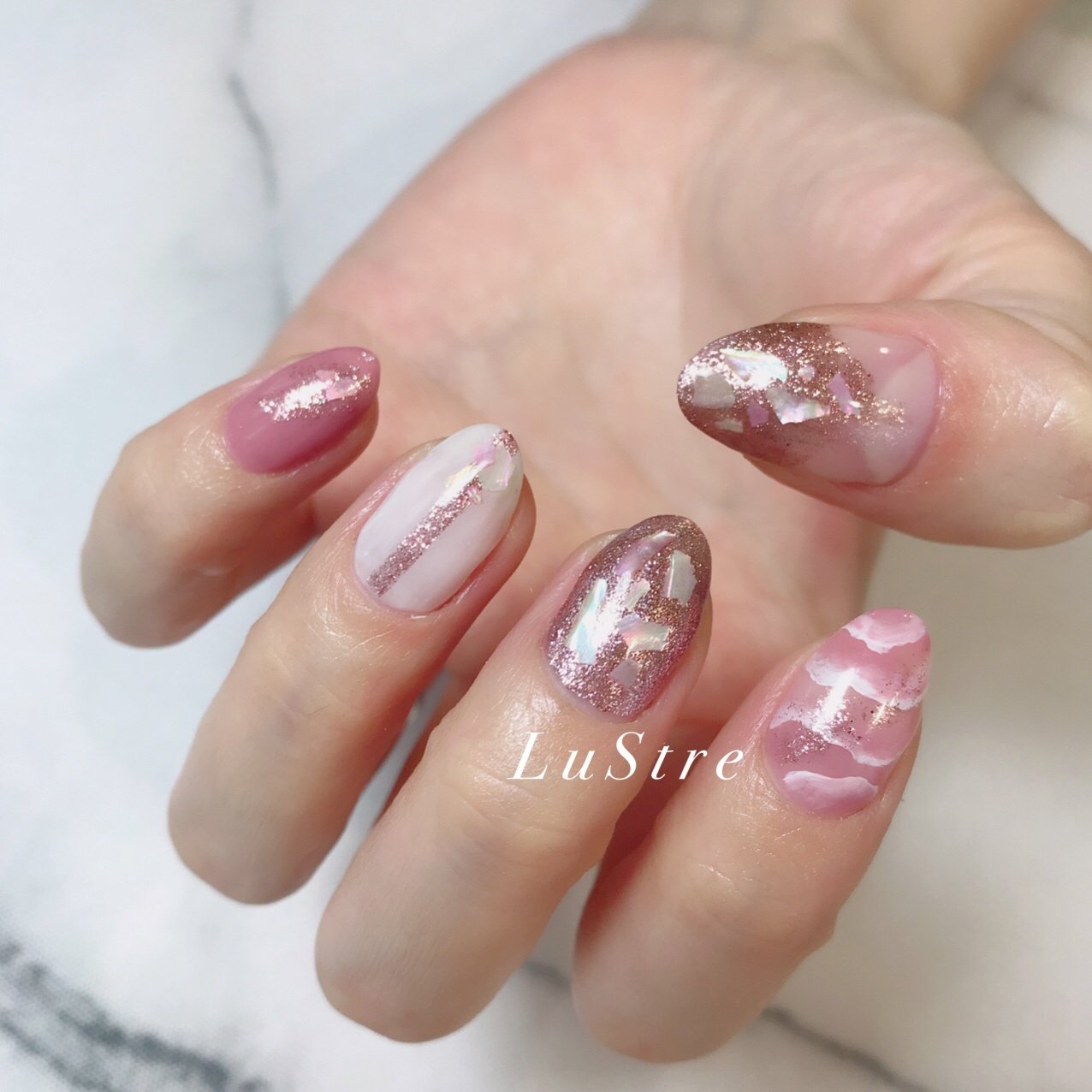 ラメ ニュアンス ピンク 水色 Lustre ﾘｭｽﾃﾙ のネイルデザイン No ネイルブック